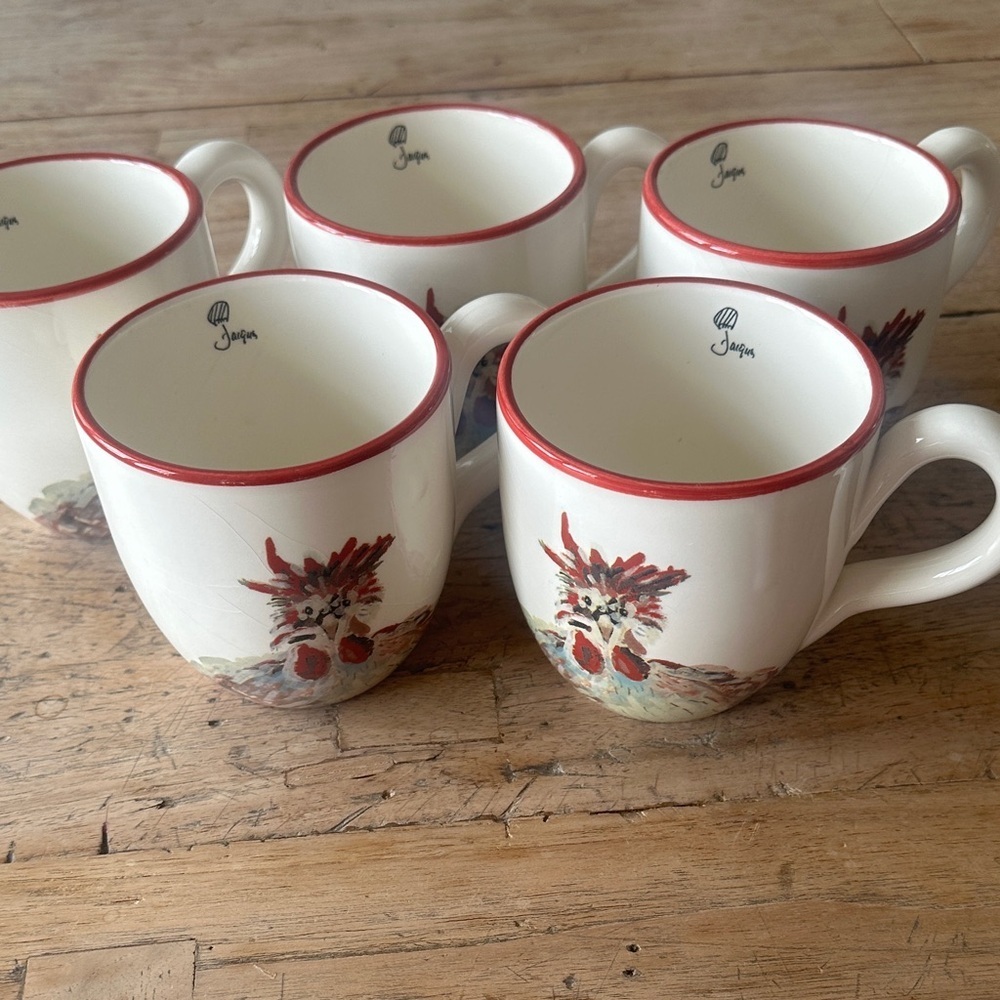 Jacques Pépin Sur La Table Handcrafted Italian Rooster Mug Set of 5 - Picture 3 of 11